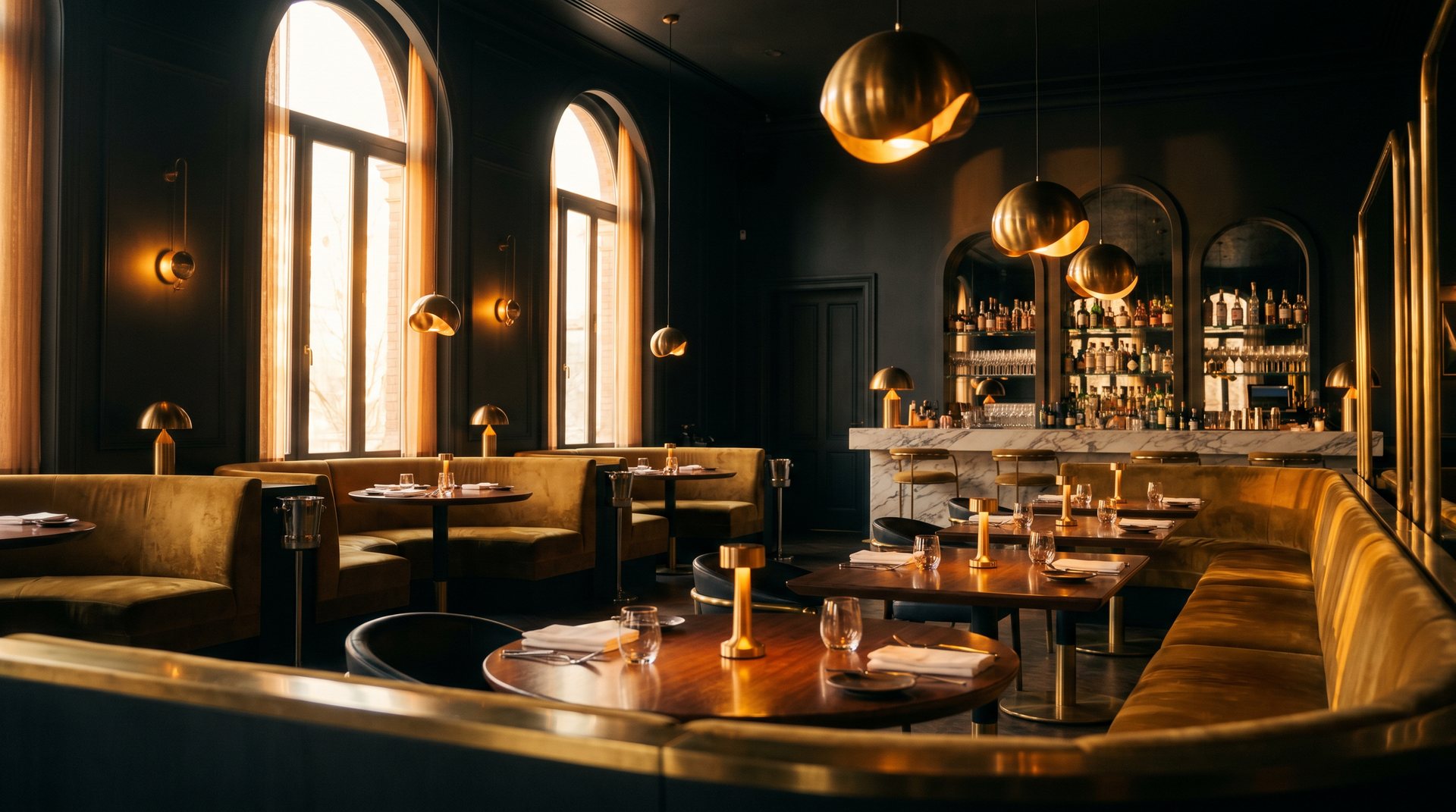 Atmospheric luxury restaurant dining room