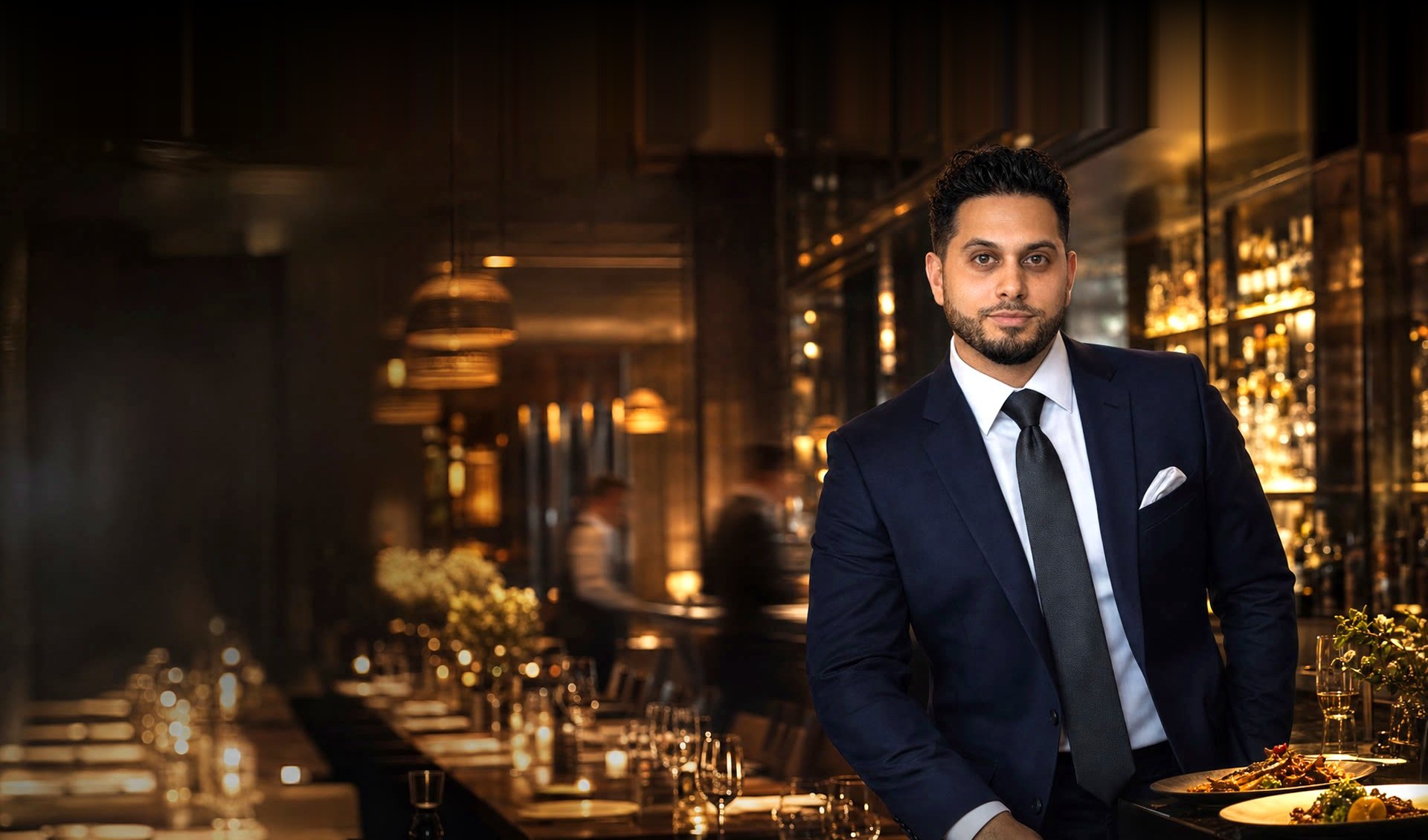 Sherif A. Magd, founder of Sherify, in a luxury restaurant dining room