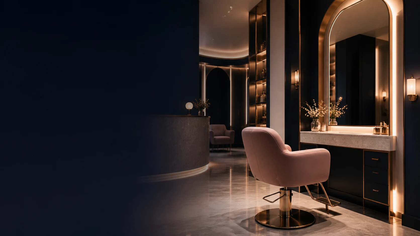 A salon studio with styling chairs and mirrors