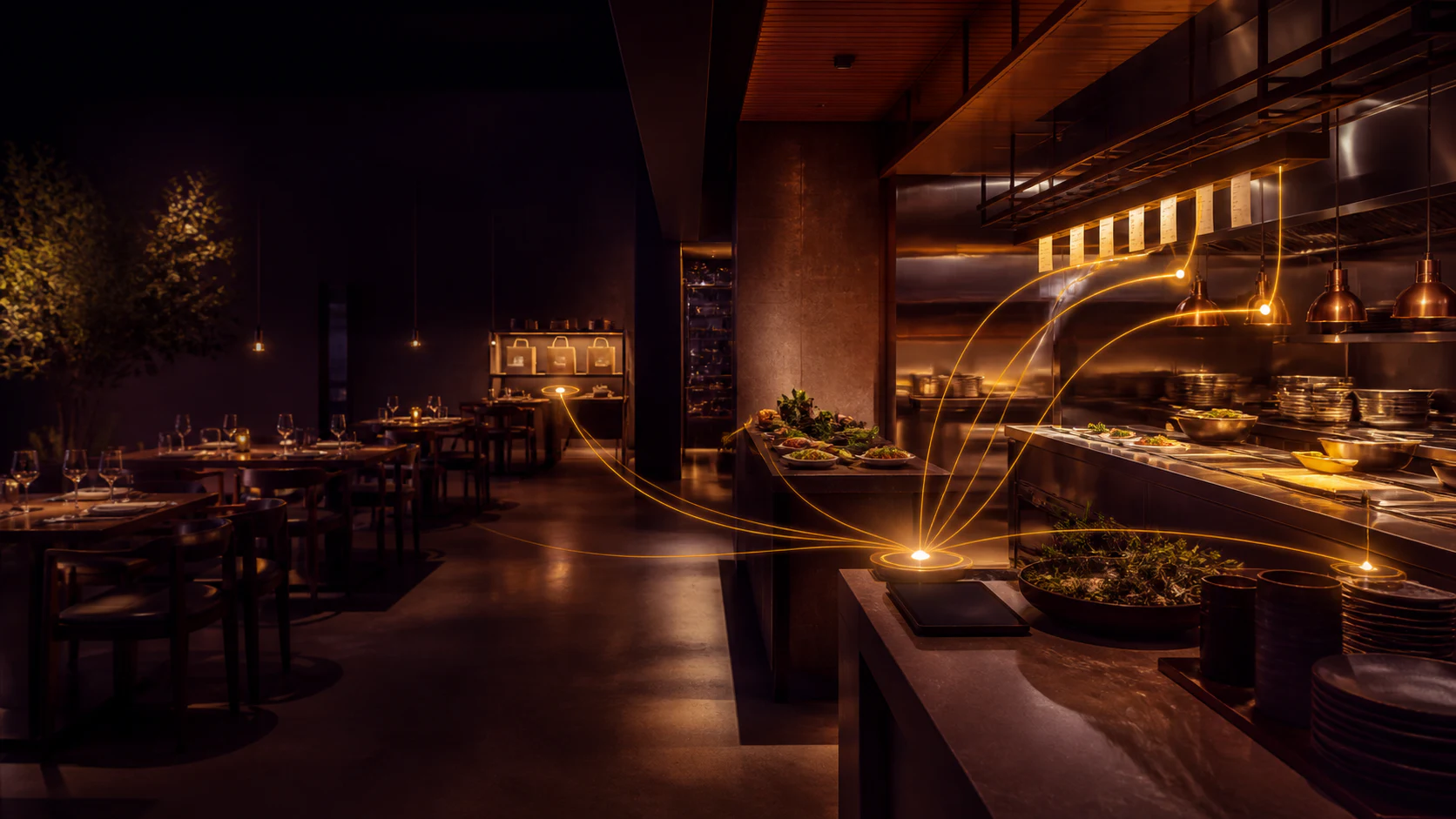 An inviting restaurant dining room, illustrating a hospitality business
